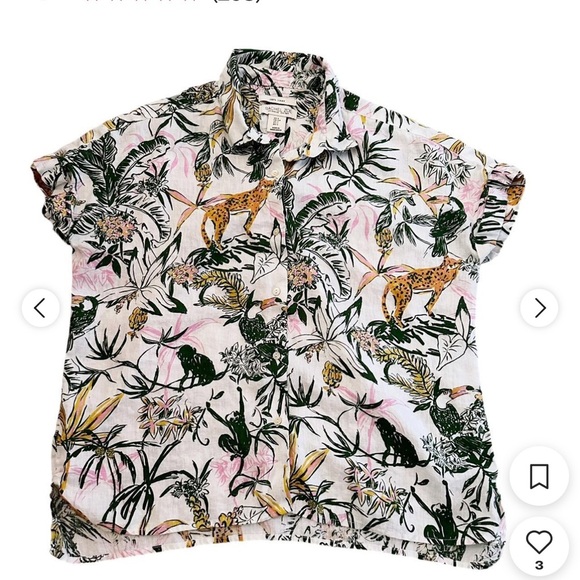 Rachel Zoe Tops - Rachel Zoe 100% linen floral jungle print button up shirt size large